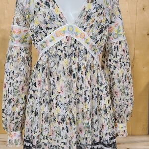 Free People Floral Long Sleeve Dress